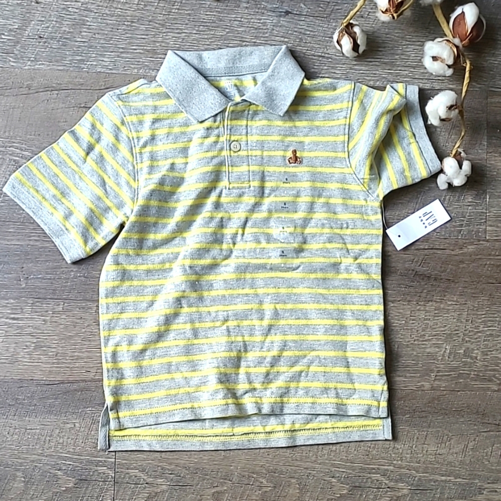 Baby Gap Striped Yellow and Gray Kids Polo Shirt 5
